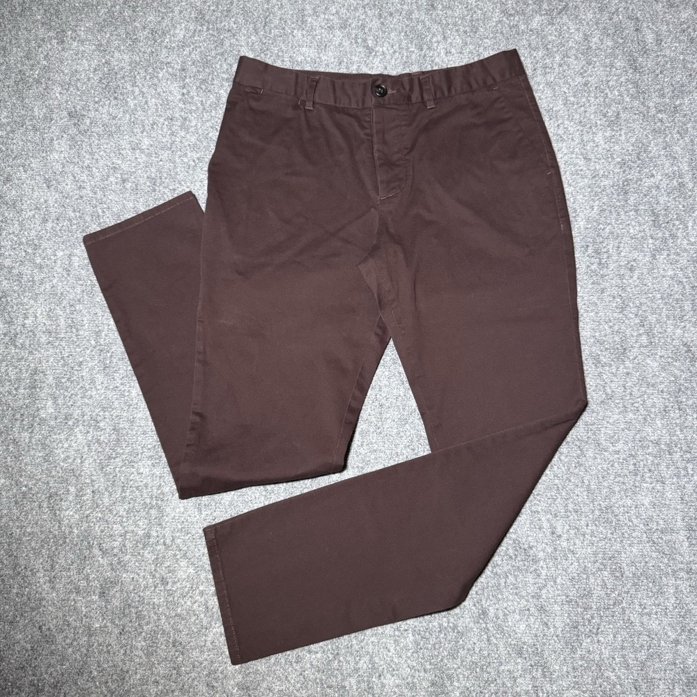 ALLSAINTS Park Chino Pants Men Tag 33 Burgundy Cotton Blend Button Fly Fit 34x31